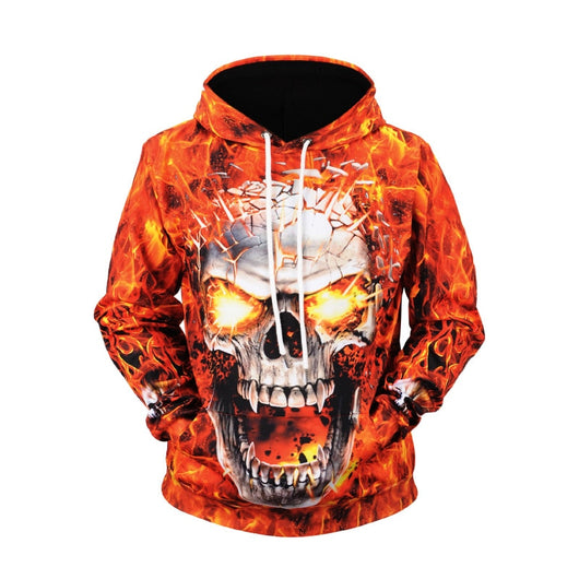 Hoodie 2019 New Style Fire Skull Printed Men's Sweatshirts & Hoodies